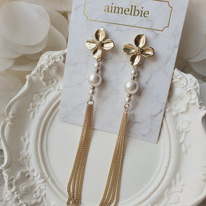 Longdrop Golden Flower Earrings