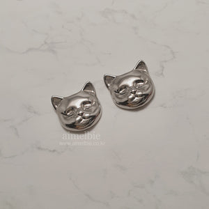 Melbie The Cat Series - Cat Face Earrings (Silver) (Red Velvet Joy, VIVIZ Sinb Earrings)