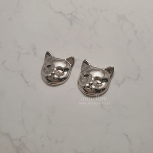 Melbie The Cat Series - Cat Face Earrings (Silver) (Red Velvet Joy, VIVIZ Sinb Earrings)
