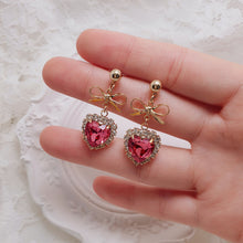 Load image into Gallery viewer, Rosepink Heart and Ribbon Earrings