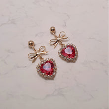 Load image into Gallery viewer, Rosepink Heart and Ribbon Earrings