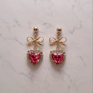 Rosepink Heart and Ribbon Earrings