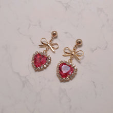 Load image into Gallery viewer, Rosepink Heart and Ribbon Earrings