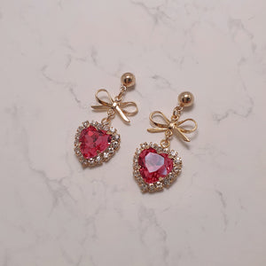 Rosepink Heart and Ribbon Earrings