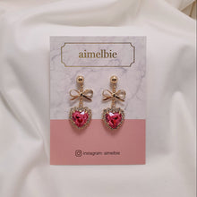 Load image into Gallery viewer, Rosepink Heart and Ribbon Earrings