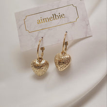 Load image into Gallery viewer, Antique Gold Heart and Ring Earrings