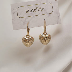 Antique Gold Heart and Ring Earrings