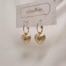 Load image into Gallery viewer, Antique Gold Heart and Ring Earrings