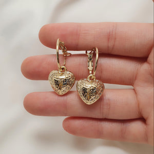 Antique Gold Heart and Ring Earrings