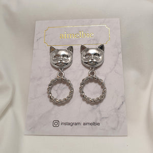 Melbie The Cat Series - Antique Cat Knobs Earrings (Silver ver.)