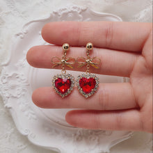 Load image into Gallery viewer, Red Heart and Ribbon Earrings (Momoland Nayun Earrings)