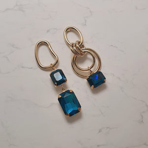 Modern Blue Hoops Earrings