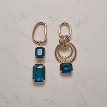 Load image into Gallery viewer, Modern Blue Hoops Earrings