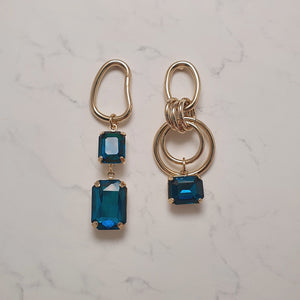 Modern Blue Hoops Earrings