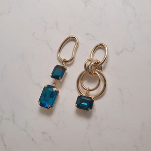 Modern Blue Hoops Earrings
