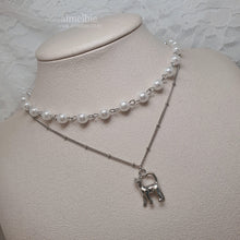 Load image into Gallery viewer, Kitty Layered Pearl Choker Necklace -Silver ver. (CLASS:y Jimin Necklace)