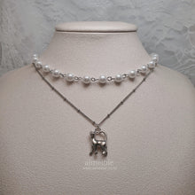 Load image into Gallery viewer, Kitty Layered Pearl Choker Necklace -Silver ver. (CLASS:y Jimin Necklace)