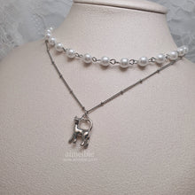 Load image into Gallery viewer, Kitty Layered Pearl Choker Necklace -Silver ver. (CLASS:y Jimin Necklace)