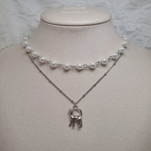 Load image into Gallery viewer, Kitty Layered Pearl Choker Necklace -Silver ver. (CLASS:y Jimin Necklace)