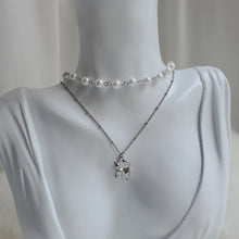 Load image into Gallery viewer, Kitty Layered Pearl Choker Necklace -Silver ver. (CLASS:y Jimin Necklace)