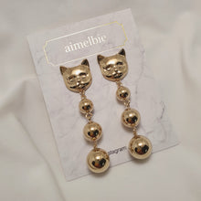 Load image into Gallery viewer, Melbie The Cat Series - Modern Gold Ball Earrings