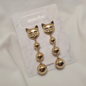 Melbie The Cat Series - Modern Gold Ball Earrings