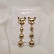 Load image into Gallery viewer, Melbie The Cat Series - Modern Gold Ball Earrings