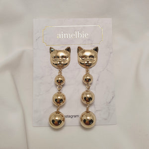 Melbie The Cat Series - Modern Gold Ball Earrings