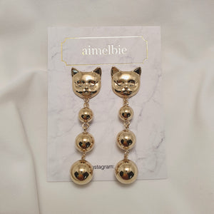 Melbie The Cat Series - Modern Gold Ball Earrings