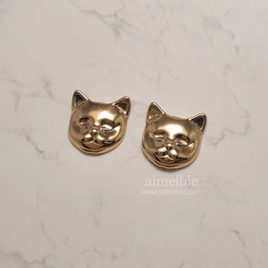 Melbie The Cat Series - Cat Face Earrings (Gold)