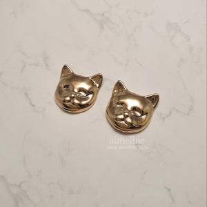 Melbie The Cat Series - Cat Face Earrings (Gold)