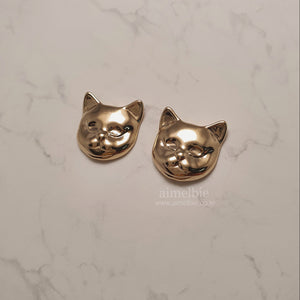 Melbie The Cat Series - Cat Face Earrings (Gold)