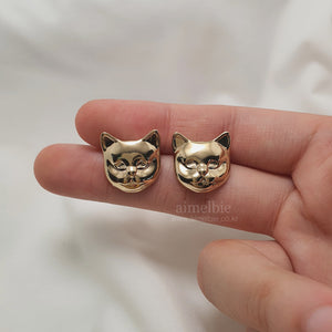Melbie The Cat Series - Cat Face Earrings (Gold)