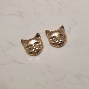 Melbie The Cat Series - Cat Face Earrings (Gold)