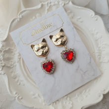 Load image into Gallery viewer, Melbie The Cat Series - Red Heart Earrings (Mamamoo Solar Earrings)