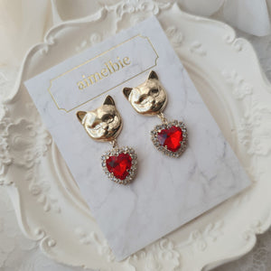 Melbie The Cat Series - Red Heart Earrings (Mamamoo Solar Earrings)