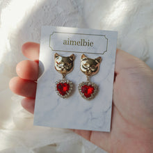 Load image into Gallery viewer, Melbie The Cat Series - Red Heart Earrings (Mamamoo Solar Earrings)