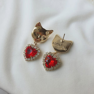 Melbie The Cat Series - Red Heart Earrings (Mamamoo Solar Earrings)