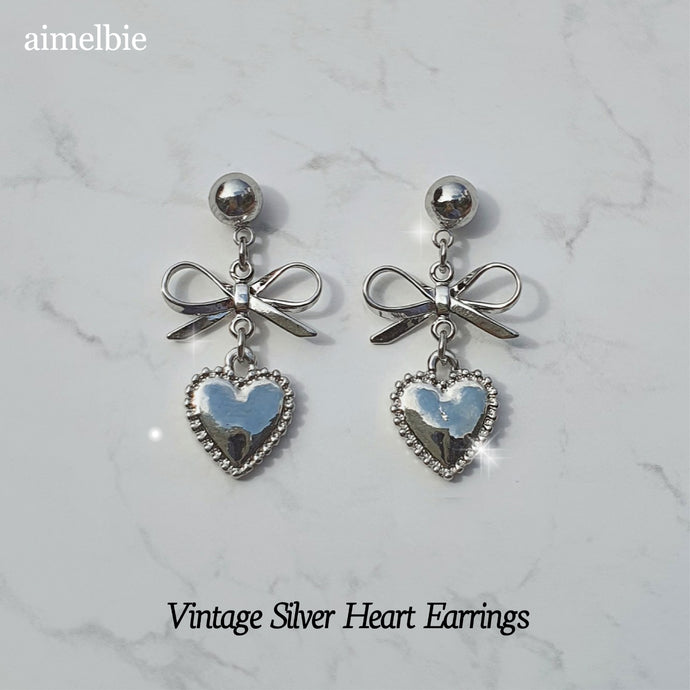 Vintage Silver Heart Earrings