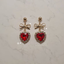 Load image into Gallery viewer, Red Heart and Ribbon Earrings (Momoland Nayun Earrings)