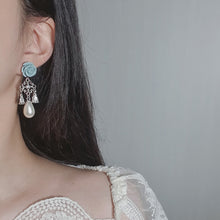 Load image into Gallery viewer, Mint Rose Chandelier Earrings