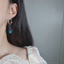 Load image into Gallery viewer, Modern Blue Hoops Earrings