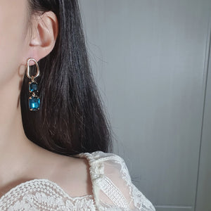 Modern Blue Hoops Earrings