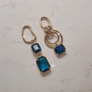Modern Blue Hoops Earrings