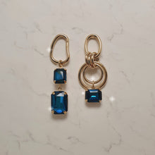 Load image into Gallery viewer, Modern Blue Hoops Earrings