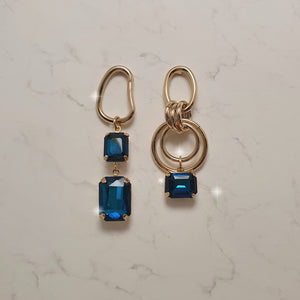 Modern Blue Hoops Earrings