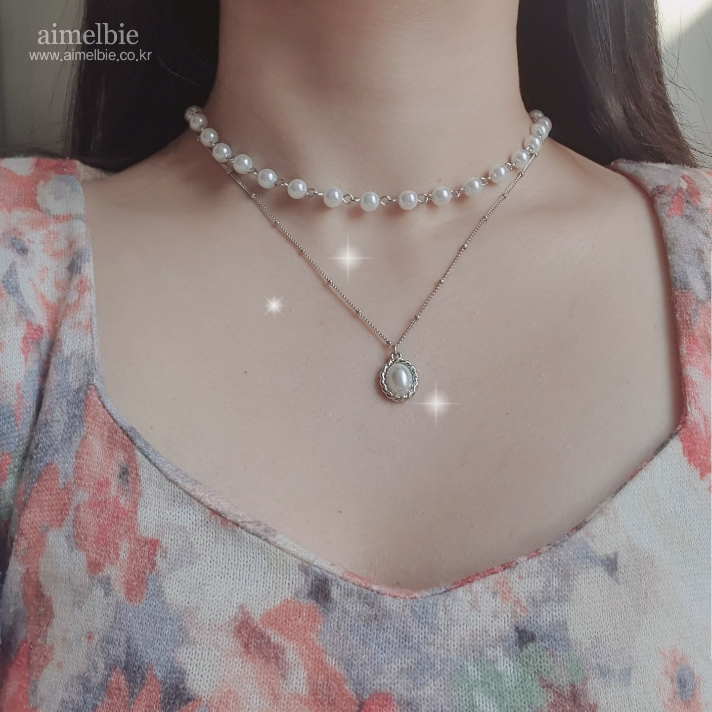 Heart Locket Layered Pearl Choker Necklace - Gold ver. (Billlie Sheon –  aimelbie