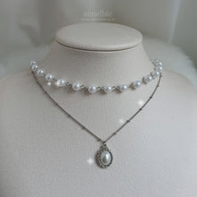 Load image into Gallery viewer, Elegant Layered Pearl Choker Necklace - Silver ver.