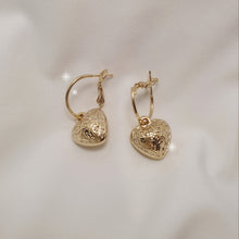 Load image into Gallery viewer, Antique Gold Heart and Ring Earrings