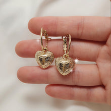 Load image into Gallery viewer, Antique Gold Heart and Ring Earrings